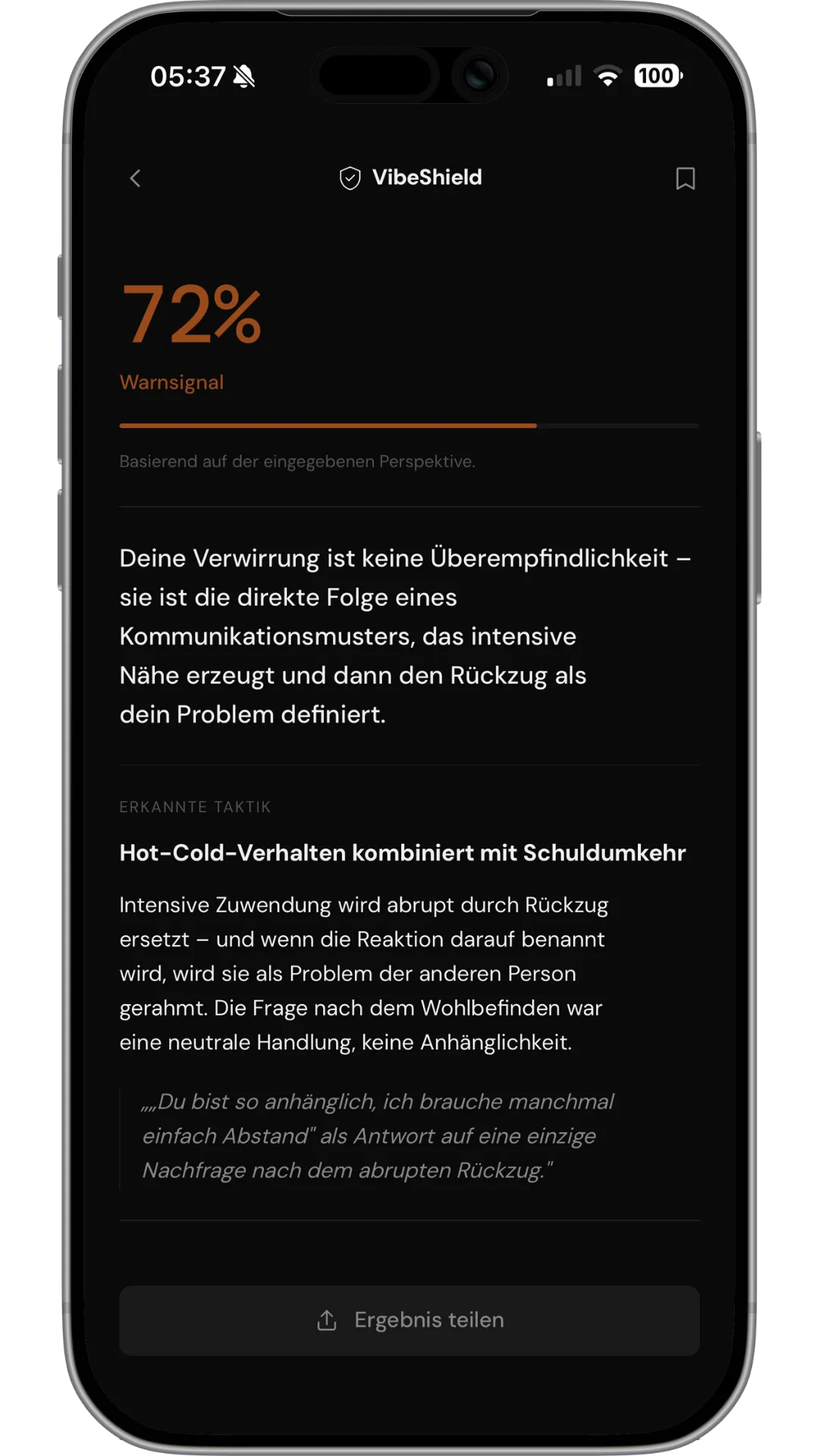 VibeShield Analyse-Ergebnis Mockup
